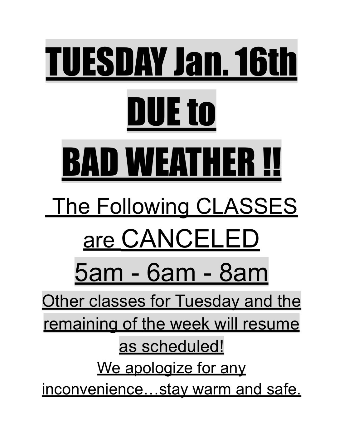 San Antonio Canceled Classes